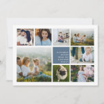Modern Collage | Hanukkah Photo Card<br><div class="desc">Modern Hanukkah photo collage card features eight photos arranged in a grid layout,  with your personal holiday message and names in white on slate blue. A simple and minimal design that shows off your favourite photos.</div>
