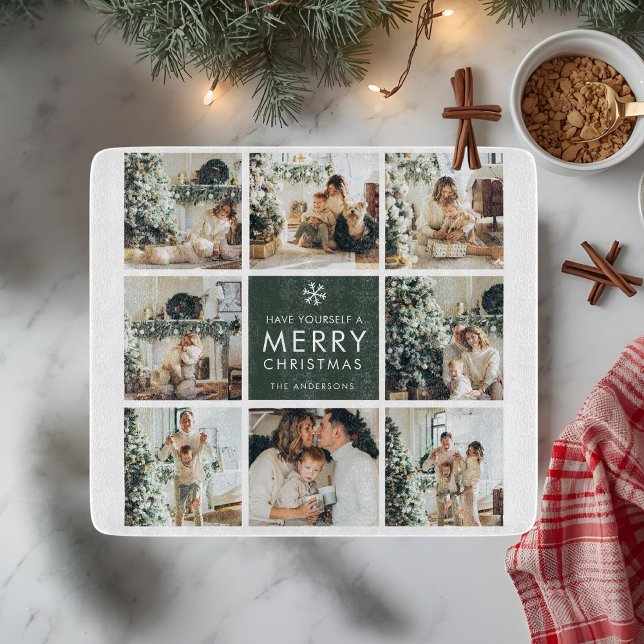 Modern Collage “Merry Christmas” Multi Photo  Cutting Board (Creator Uploaded)