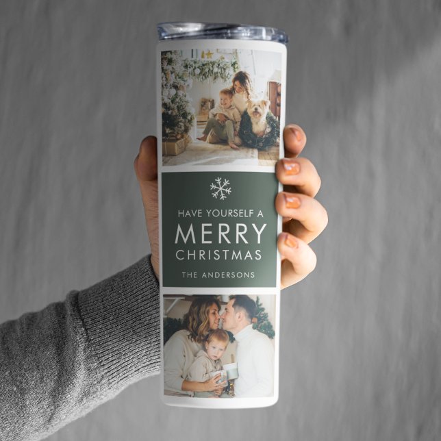 Modern Collage “Merry Christmas” Multi Photo Thermal Tumbler (Creator Uploaded)