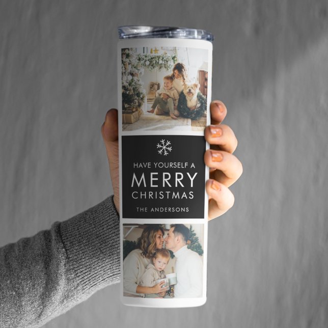 Modern Collage “Merry Christmas” Multi Photo Thermal Tumbler (Creator Uploaded)