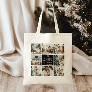 Modern Collage “Merry Christmas” Multi Photo Tote Bag