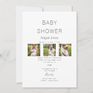 Modern Collage Mum-to-be 3 Photo Baby Shower Invitation