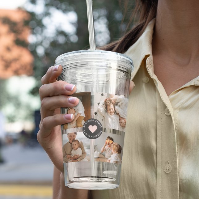 Modern Collage Personalised Family Photo Gift Acrylic Tumbler (Creator Uploaded)