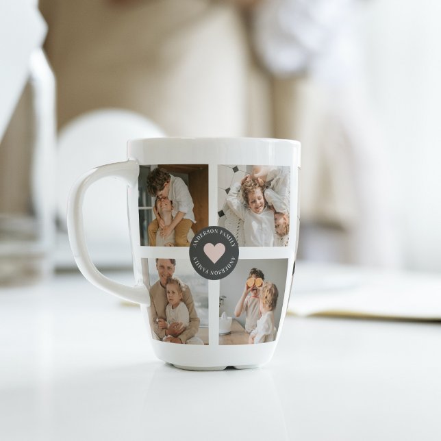 Modern Collage Personalised Family Photo Gift Latte Mug (Creator Uploaded)