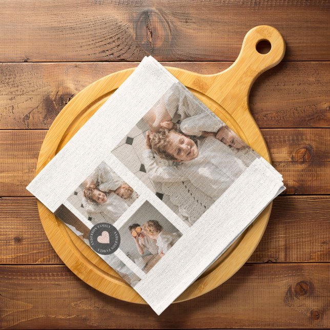 Modern Collage Personalised Family Photo Gift Tea Towel (Creator Uploaded)