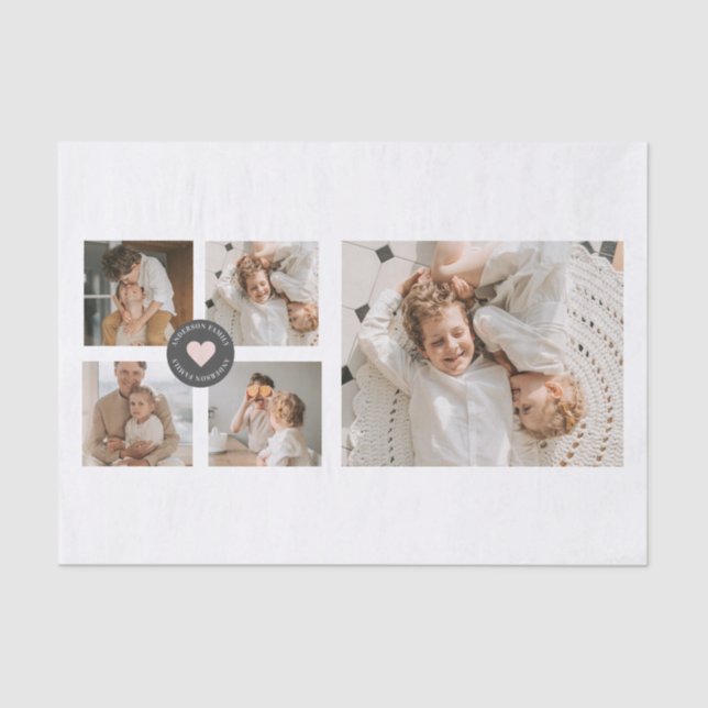 Modern Collage Personalised Family Photo Gift Tissue Paper (Front)