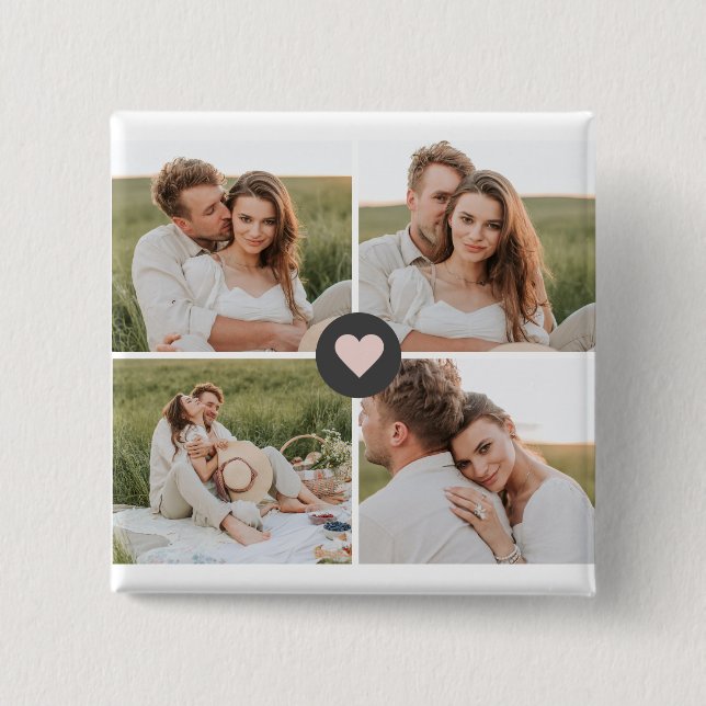 Modern Collage Personalized Family Photo Gift 15 Cm Square Badge (Front)