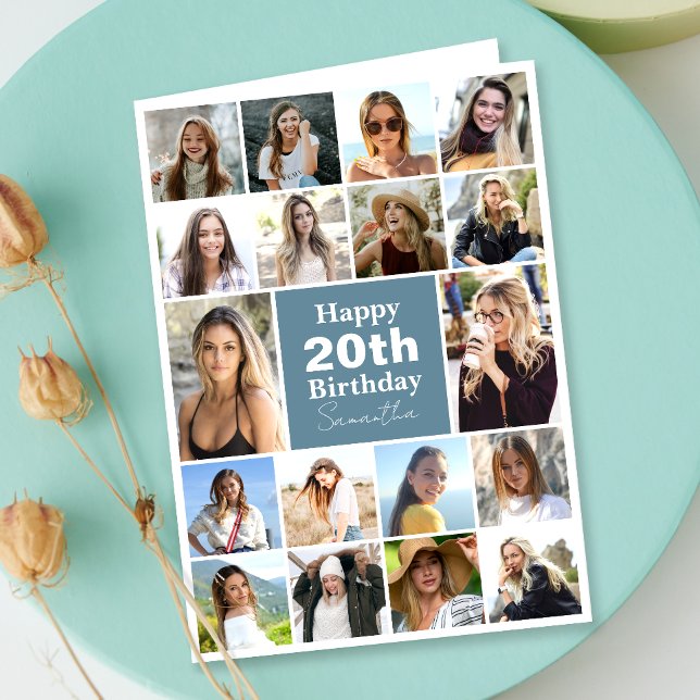 Modern Collage | Photo Any Age Custom Birthday Card (Personalize the collage birthday greeting card to create a special keepsake for your loved one!)