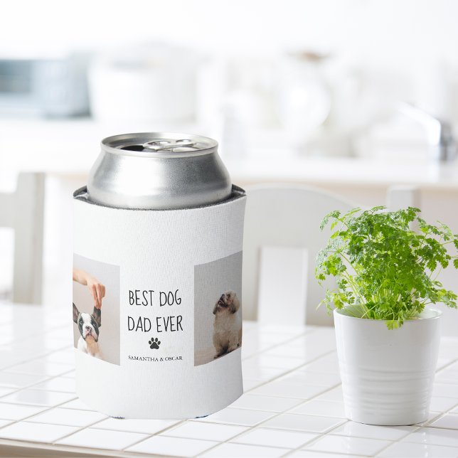 Modern Collage Photo Best Dad Dog Ever Can Cooler (Creator Uploaded)