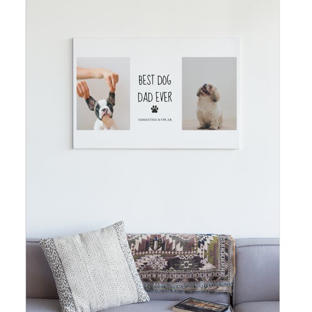Modern Collage Photo Best Dad Dog Ever Canvas Print (Creator Uploaded)