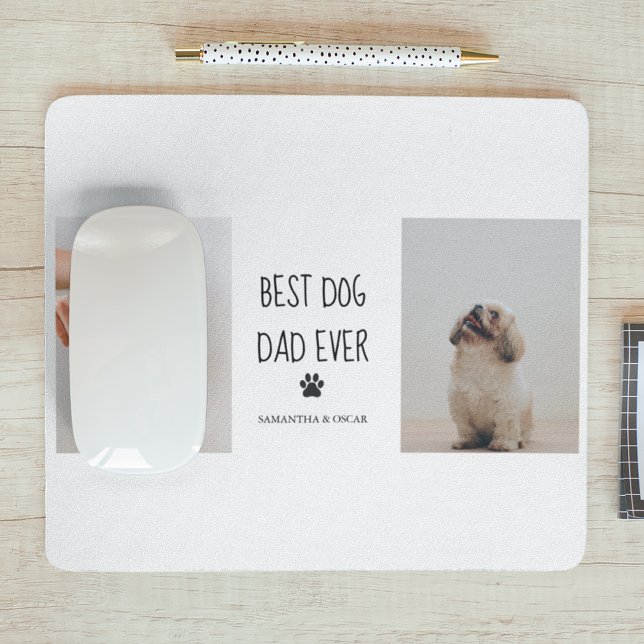 Modern Collage Photo Best Dad Dog Ever Mouse Mat (Creator Uploaded)
