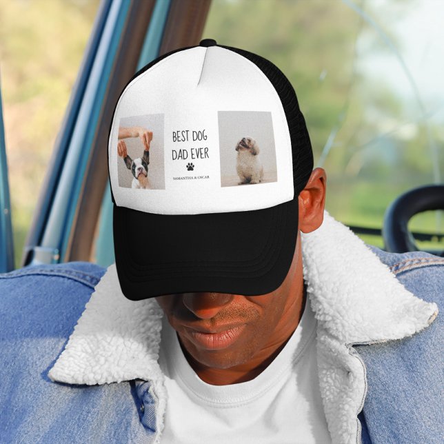 Modern Collage Photo Best Dad Dog Ever Trucker Hat (Creator Uploaded)