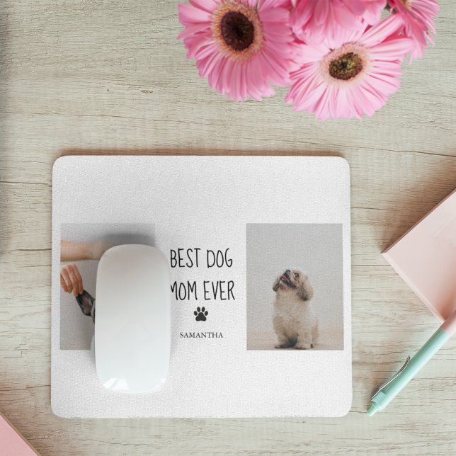 Modern Collage Photo Best Mum Dog Ever  Mouse Mat (Creator Uploaded)