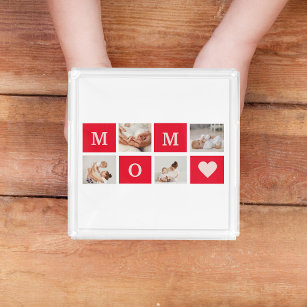 Modern Collage Photo &  Best Mum Ever Gift Acrylic Tray