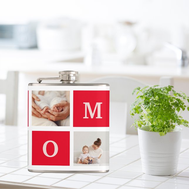 Modern Collage Photo &  Best Mum Ever Gift Hip Flask (Creator Uploaded)