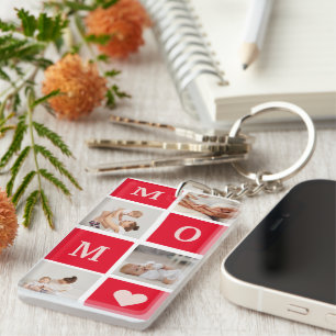 Modern Collage Photo & Best Mum Ever Gift Key Ring