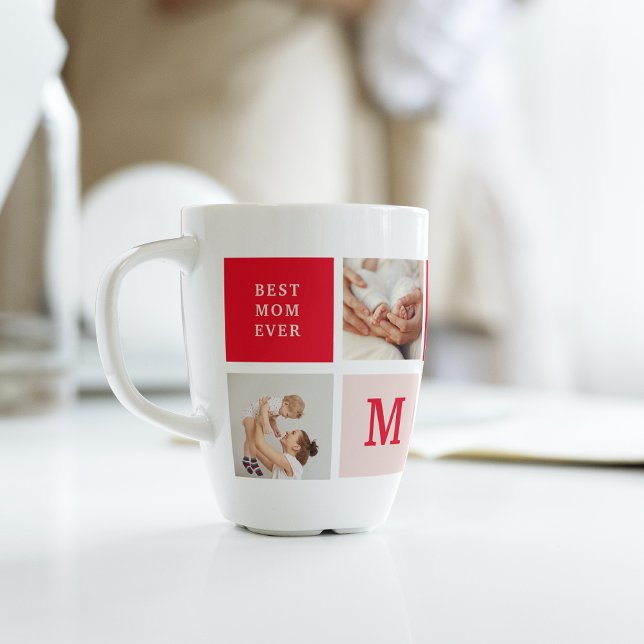 Modern Collage Photo & Best Mum Ever Gift Latte Mug (Creator Uploaded)