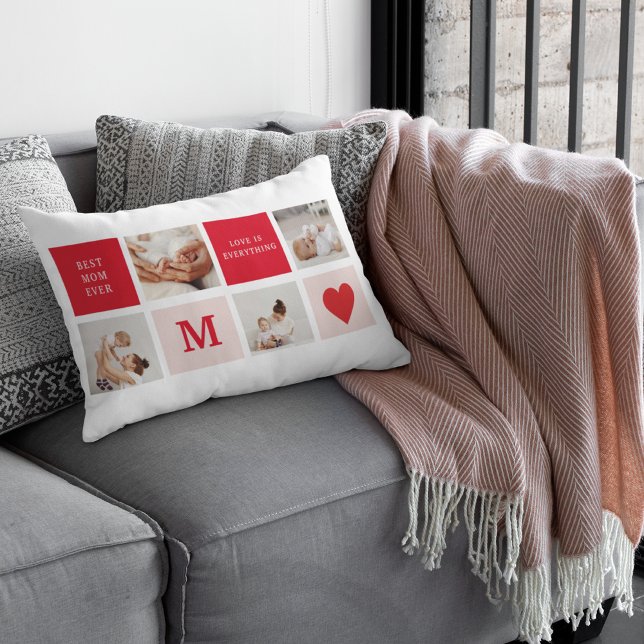 Modern Collage Photo & Best Mum Ever Gift Lumbar Cushion (Creator Uploaded)