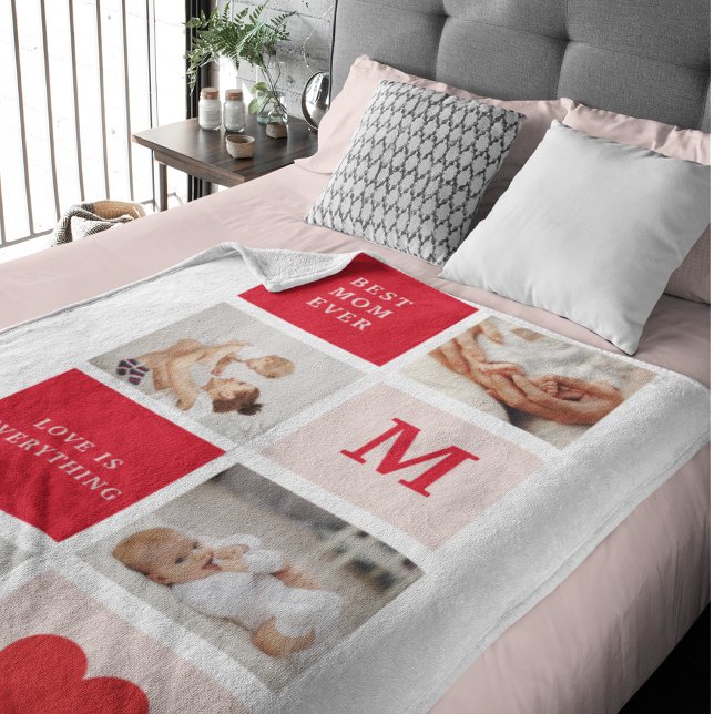 Modern Collage Photo & Best Mum Ever Gift Sherpa Blanket (Creator Uploaded)