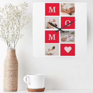 Modern Collage Photo & Best Mum Ever Gift Square Wall Clock