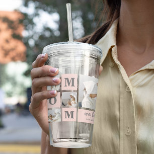 Modern Collage Photo Best Mum Ever Pink Gift Acrylic Tumbler