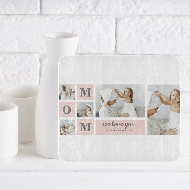Modern Collage Photo Best Mum Ever Pink Gift Cutting Board (Creator Uploaded)