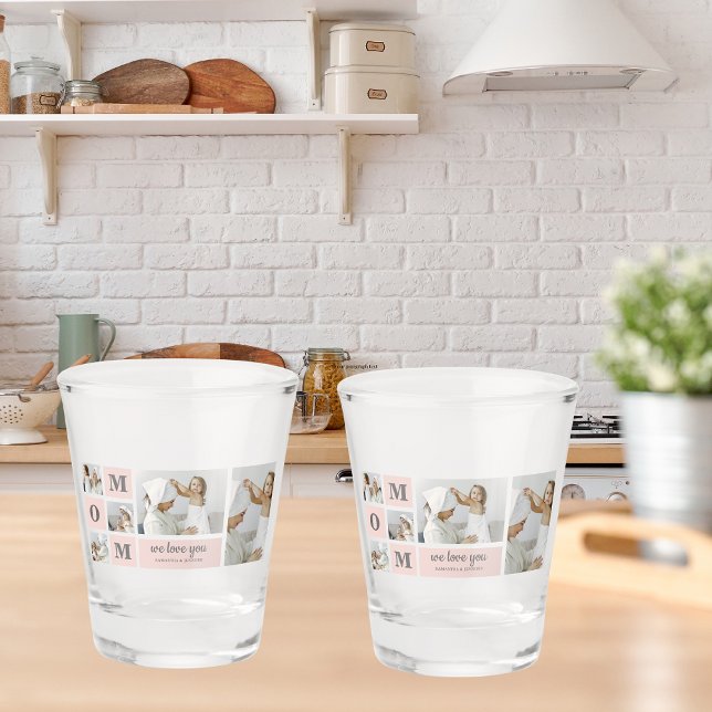 Modern Collage Photo Best Mum Ever Pink Gift Shot Glass (Creator Uploaded)