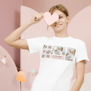 Modern Collage Photo Best Mum Ever Pink Gift T-Shirt