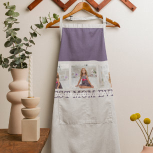 Modern Collage Photo Best Mum Ever Purple Gift  Apron