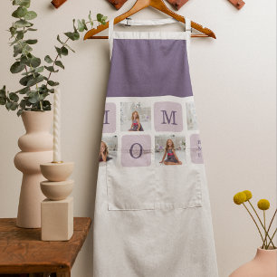 Modern Collage Photo Best Mum Ever Purple Gift Apron