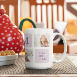Modern Collage Photo Best Mum Ever Purple Gift Coffee Mug