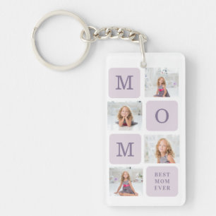 Modern Collage Photo Best Mum Ever Purple Gift Key Ring