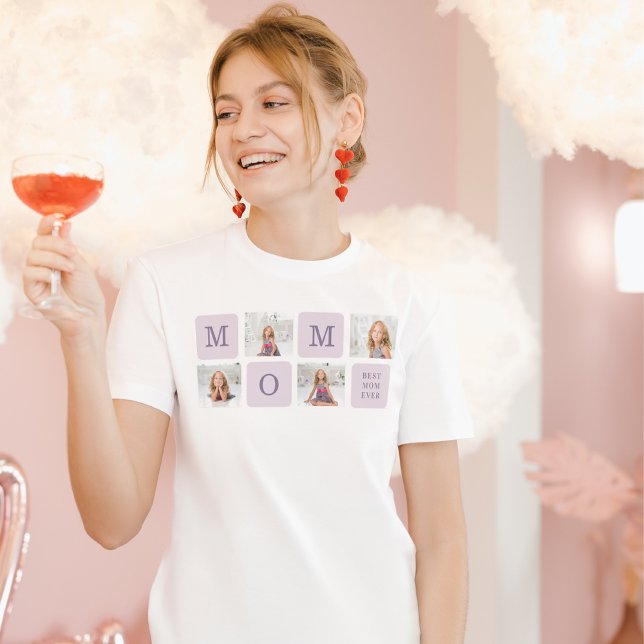 Modern Collage Photo Best Mum Ever Purple Gift T-Shirt (Creator Uploaded)