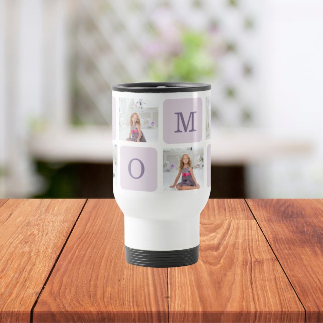 Modern Collage Photo Best Mum Ever Purple Gift Travel Mug (Creator Uploaded)