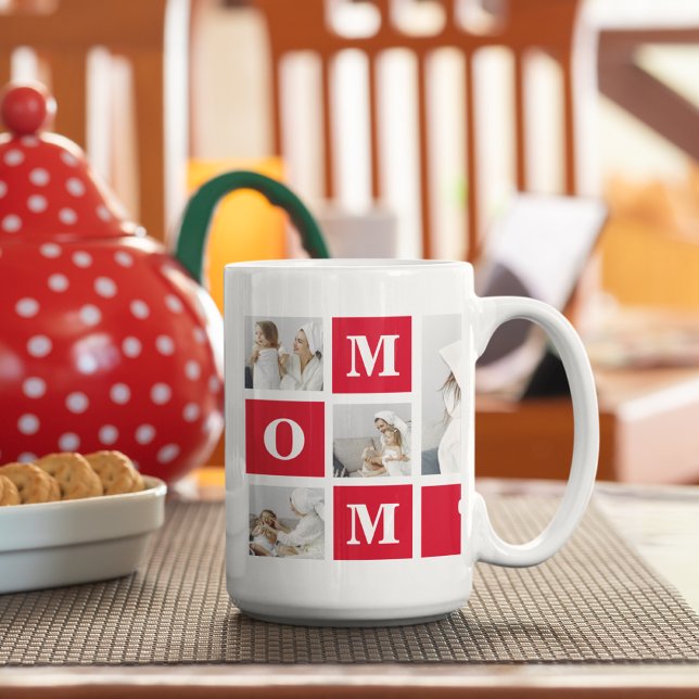 Modern Collage Photo Best Mum Ever Red Gifts Coffee Mug (Creator Uploaded)