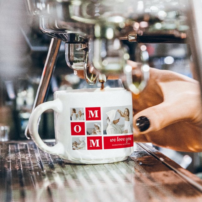 Modern Collage Photo Best Mum Ever Red Gifts Espresso Cup (Creator Uploaded)