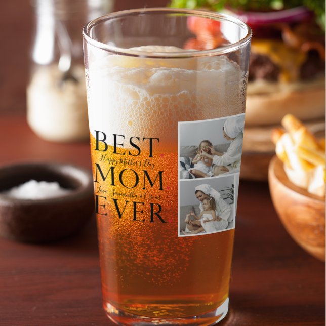 Modern Collage Photo Best Mum Happy Mothers Day Glass (Creator Uploaded)