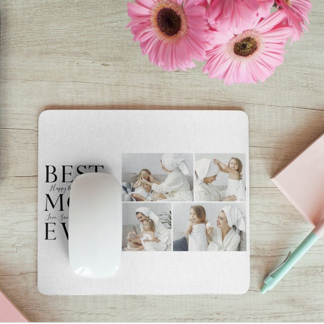 Modern Collage Photo Best Mum Happy Mothers Day Mouse Mat (Creator Uploaded)