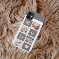 Modern Collage Photo Best Mum  Pink & Grey Gift