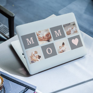 Modern Collage Photo Best Mum  Pink & Grey Gift HP Laptop Skin