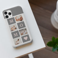 Modern Collage Photo Best Mum  Pink & Grey Gift