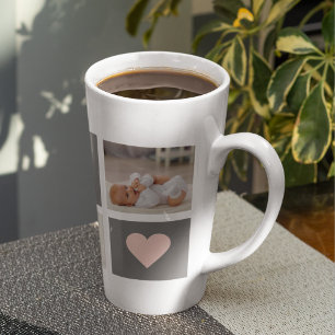 Modern Collage Photo Best Mum  Pink & Grey Gift Latte Mug