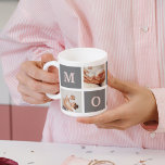 Modern Collage Photo Best Mum  Pink & Grey Gift Mug<br><div class="desc">This modern collage photo frame makes for the perfect gift for a special mum in your life. The frame is designed with a pink and grey colour scheme, giving it a stylish and contemporary look that is sure to complement any home decor. The collage frame features multiple photo slots, allowing...</div>