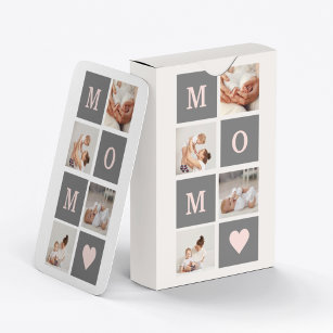 Modern Collage Photo Best Mum  Pink & Grey Gift Playing Cards