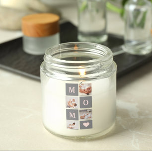 Modern Collage Photo Best Mum Pink & Grey Gift Square Sticker