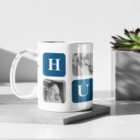 Modern Collage Photo Blue Best Hubby Ever Gift