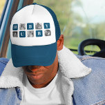 Modern Collage Photo Blue Best Hubby Ever Gift Trucker Hat<br><div class="desc">The "Modern Collage Photo Blue Best Hubby Ever Gift" is a personalised photo gift that showcases a collection of pictures featuring the best moments shared between you and your beloved husband. This particular version features a blue theme, making it a stylish and contemporary addition to any decor.This gift is perfect...</div>