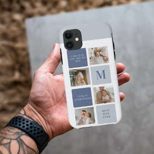 Modern Collage Photo & Blue Happy Fathers Day Gift Case-Mate iPhone Case