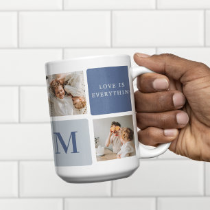 Modern Collage Photo & Blue Happy Fathers Day Gift Coffee Mug