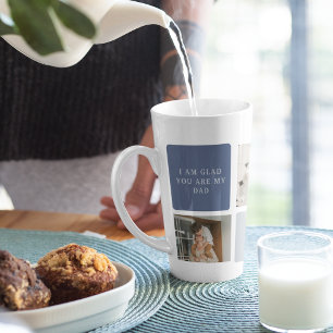 Modern Collage Photo & Blue Happy Fathers Day Gift Latte Mug